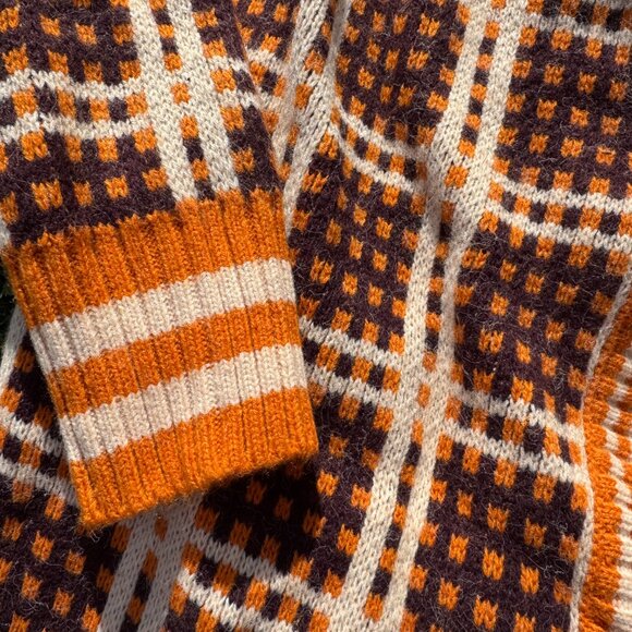 Orange Beige Windowpane Cardigan - Picture 2 of 3